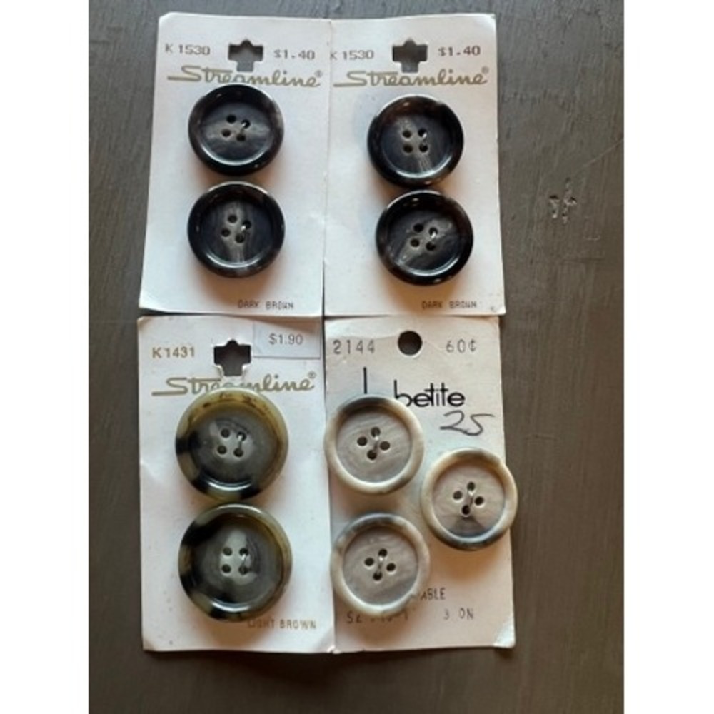 Streamline Le Petite Vintage Marbled Buttons Lot Neutrals Faux Horn‎ 1-1.125in